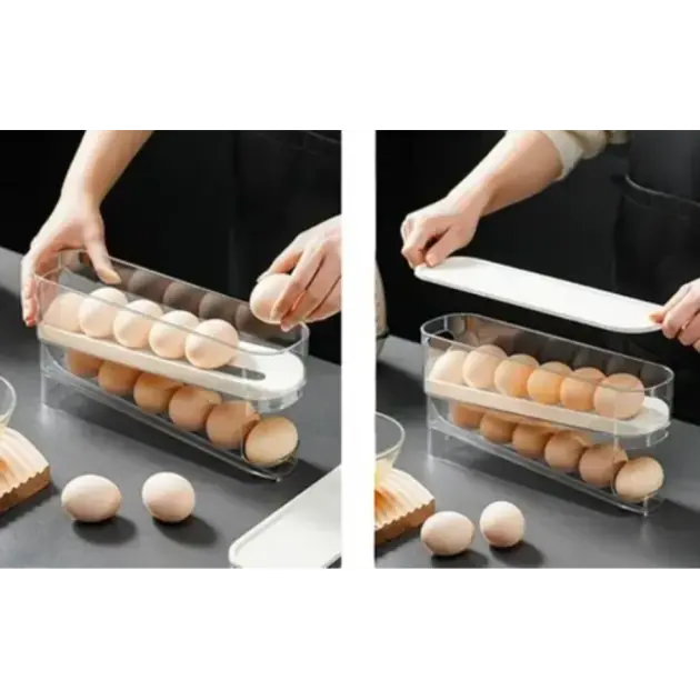 Двошаровий органайзер для зберігання яєць з автоматичним скочуванням - Зображення 3