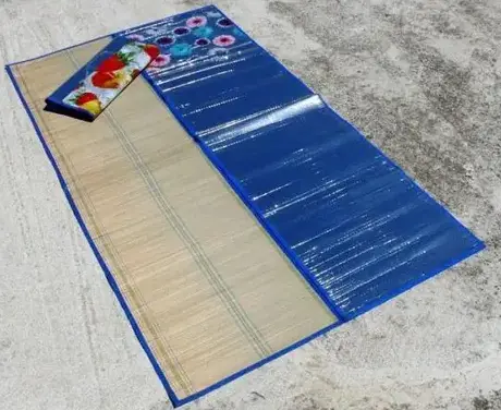 Підстилка пляжна з соломи 180 см x 150 пляжний килимок сумка, підстилка для пікніка - Зображення 6