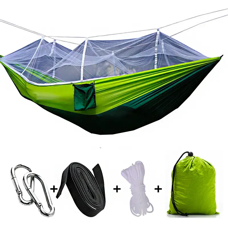 Підвісний гамак з москітною сіткою HIeha нейлоновий, з кишенею, повний комплект - Зображення 2
