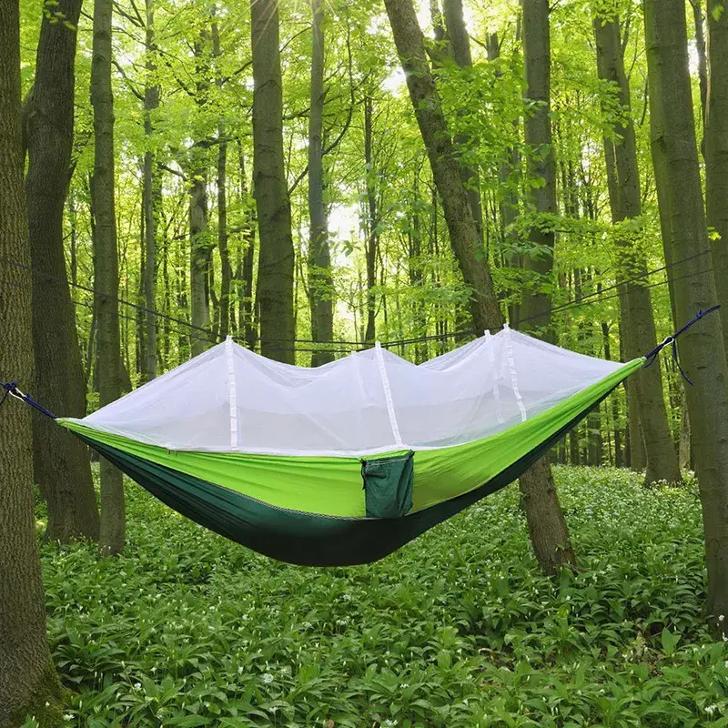 Підвісний гамак з москітною сіткою HIeha нейлоновий, з кишенею, повний комплект - Зображення 4
