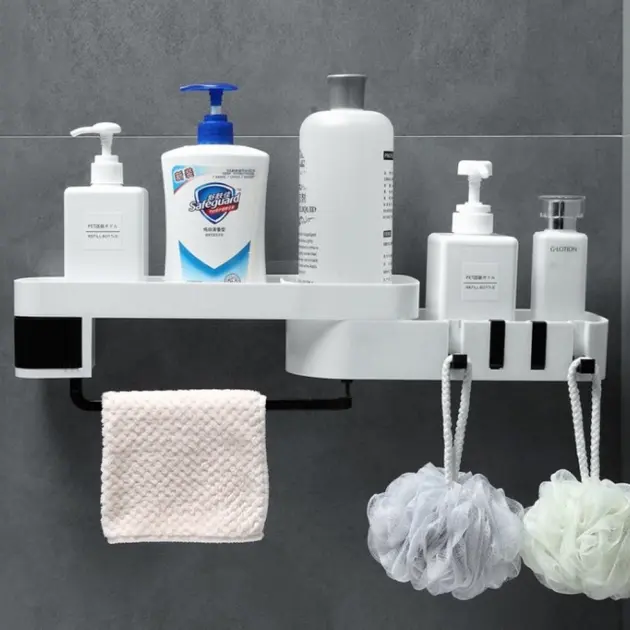 Полиця для ванної кімнати кутова самоклеюча, що обертається - Зображення 3