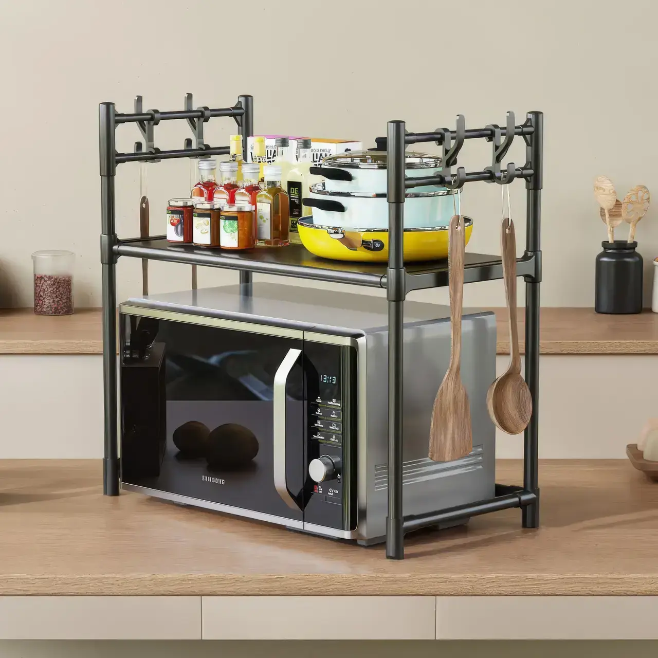 Полиця-стелаж для мікрохвильової печі - Кухонний стелаж для мікрохвильової печі SKLM-22 - Зображення 2