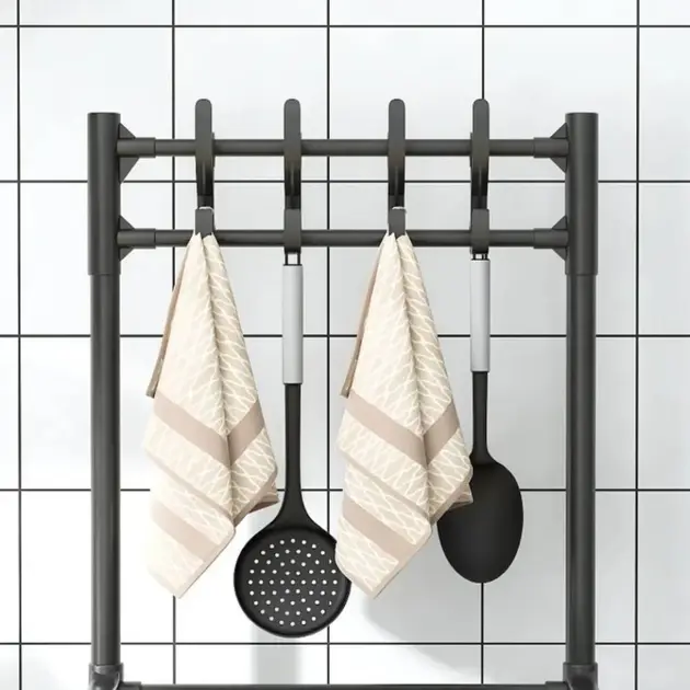 Полиця стелаж на коліщатках пересувна 4 рівні на коліщатках для зберігання кухонного приладдя побутової техніки посуду - Зображення 6