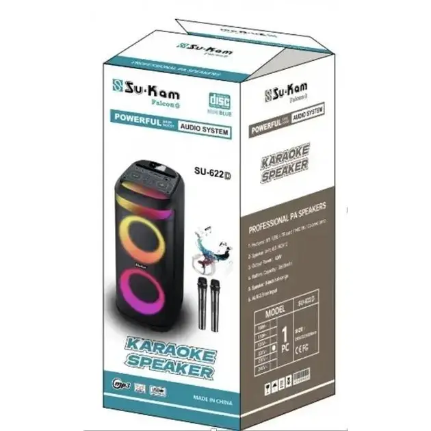 Портативна акустична колонка Bluetooth Su-Kam BT 622D/9487 - Зображення 4