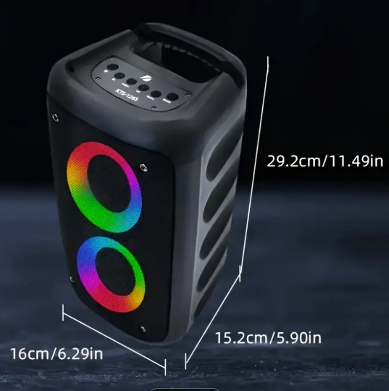 Портативна Bluetooth колонка KTS-1265 з LED-підсвічуванням, Bluetooth, FM-радіо SO-67 - Зображення 4