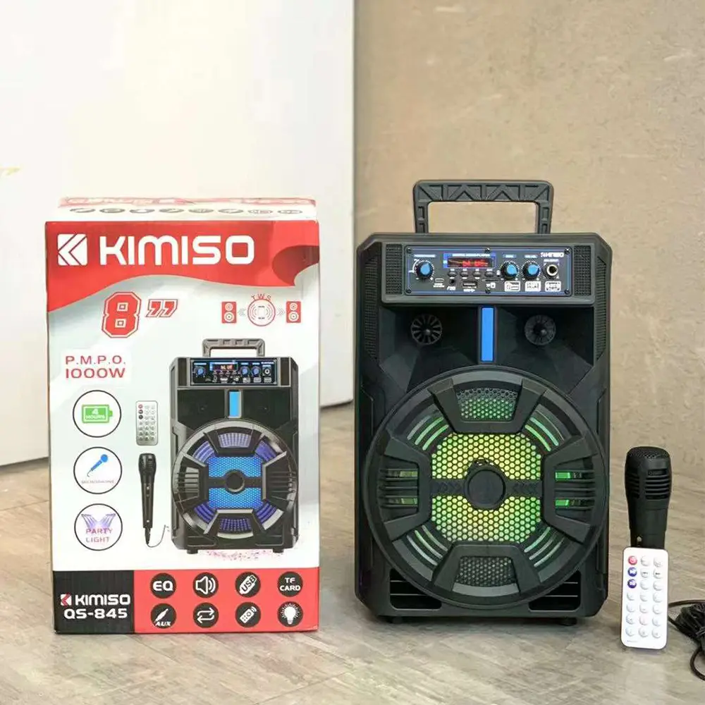 Портативна колонка Kimiso QS-845 з мікрофоном та світломузикою (USB/BT/FM) - Зображення 3