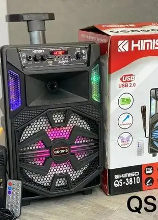 Портативна колонка з мікрофоном Kimiso QS-3810 Bluetooth для караоке пультом - Зображення 2