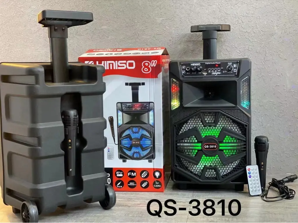 Портативна колонка з мікрофоном Kimiso QS-3810 Bluetooth для караоке пультом - Зображення 6