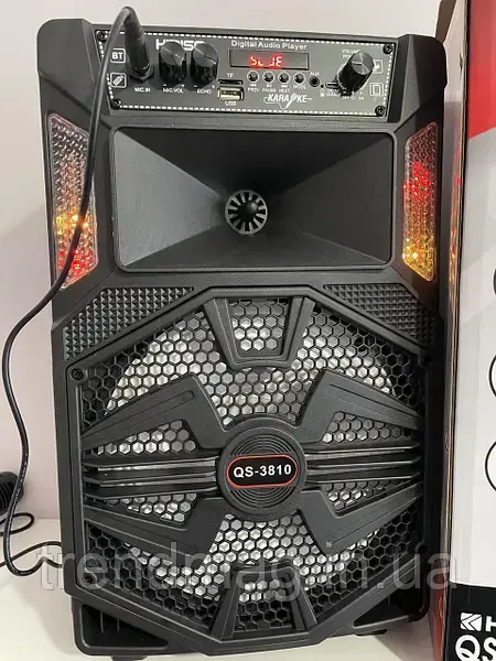 Портативна колонка з мікрофоном Kimiso QS-3810 Bluetooth для караоке пультом - Зображення 3