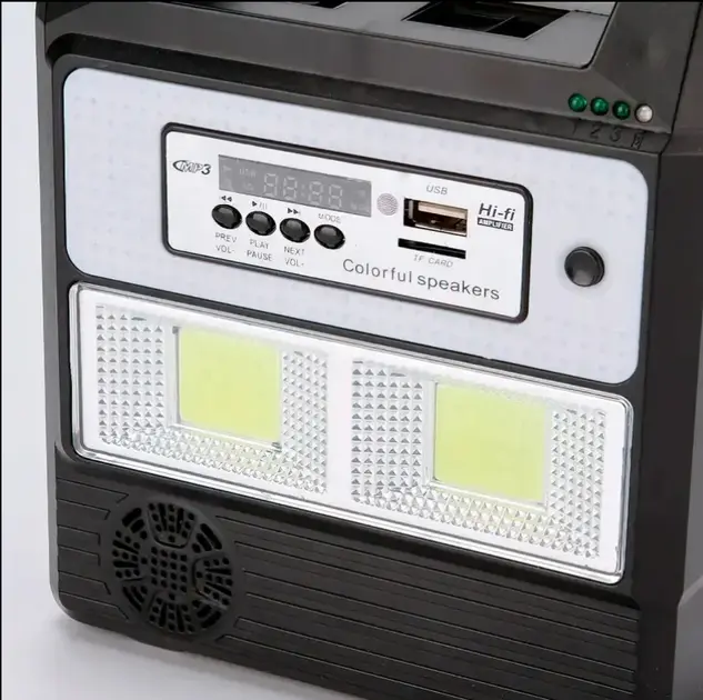 Портативна станція GDLight GD8216 Bluetooth/Power Bank на сонячній батареї з ліхтарем + 3 лампи - Зображення 3