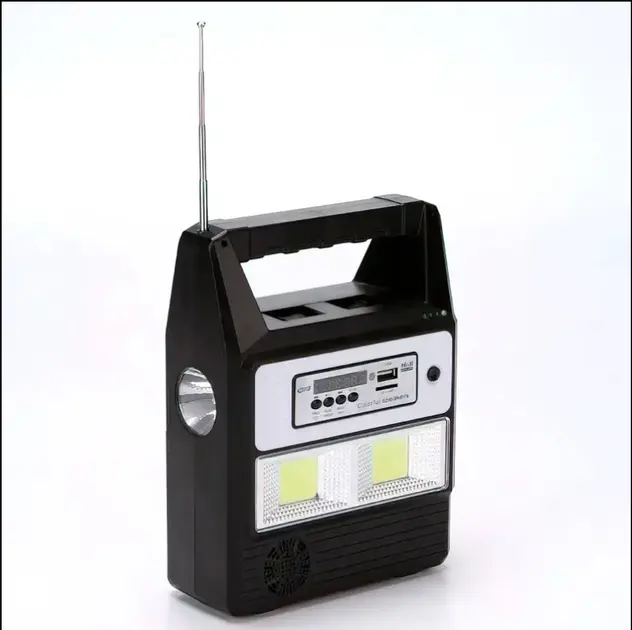 Портативна станція GDLight GD8216 Bluetooth/Power Bank на сонячній батареї з ліхтарем + 3 лампи - Зображення 7