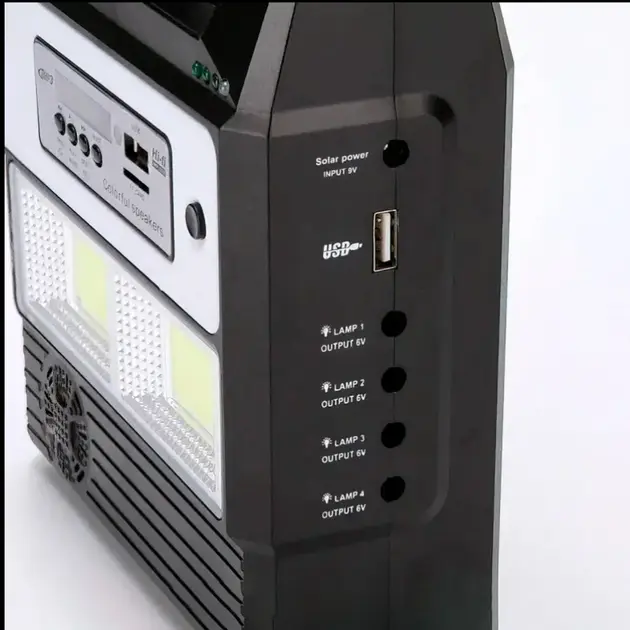 Портативна станція GDLight GD8216 Bluetooth/Power Bank на сонячній батареї з ліхтарем + 3 лампи - Зображення 5