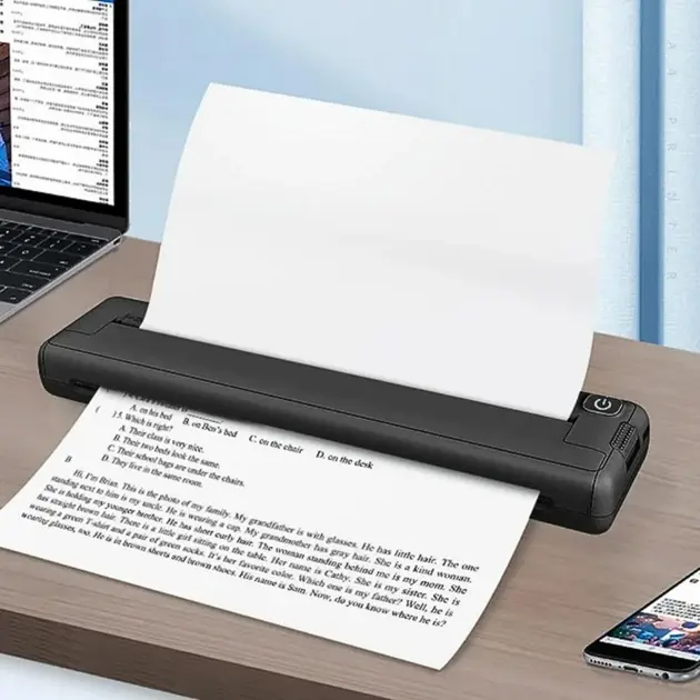 Портативний акумуляторний термопринтер M15 для друку на термопапері А4, бездротовий, Bluetooth/USB, чорний - Зображення 6