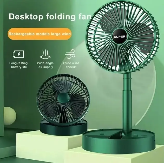 Портативний міні вентилятор для дому Telescopic Folding Fan Складаний настільний вентилятор із USB зарядкою - Зображення 5