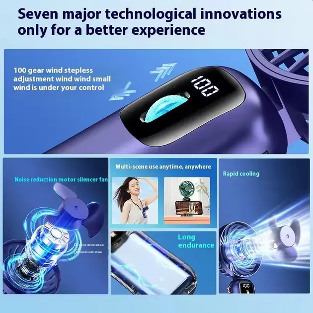 Портативний міні вентилятор Mini fan AND892 з підставкою для телефону та дисплеєм - Зображення 3