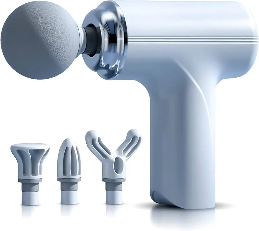 Портативний перкусійний масажер 6 швидкостей 4 насадки mini Massage Gun MG-203 для тіла