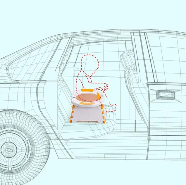 Портативний складний автомобільний туалетний стілець дитячий, Дорожній мобільний горщик 23х22х15 см - Зображення 4