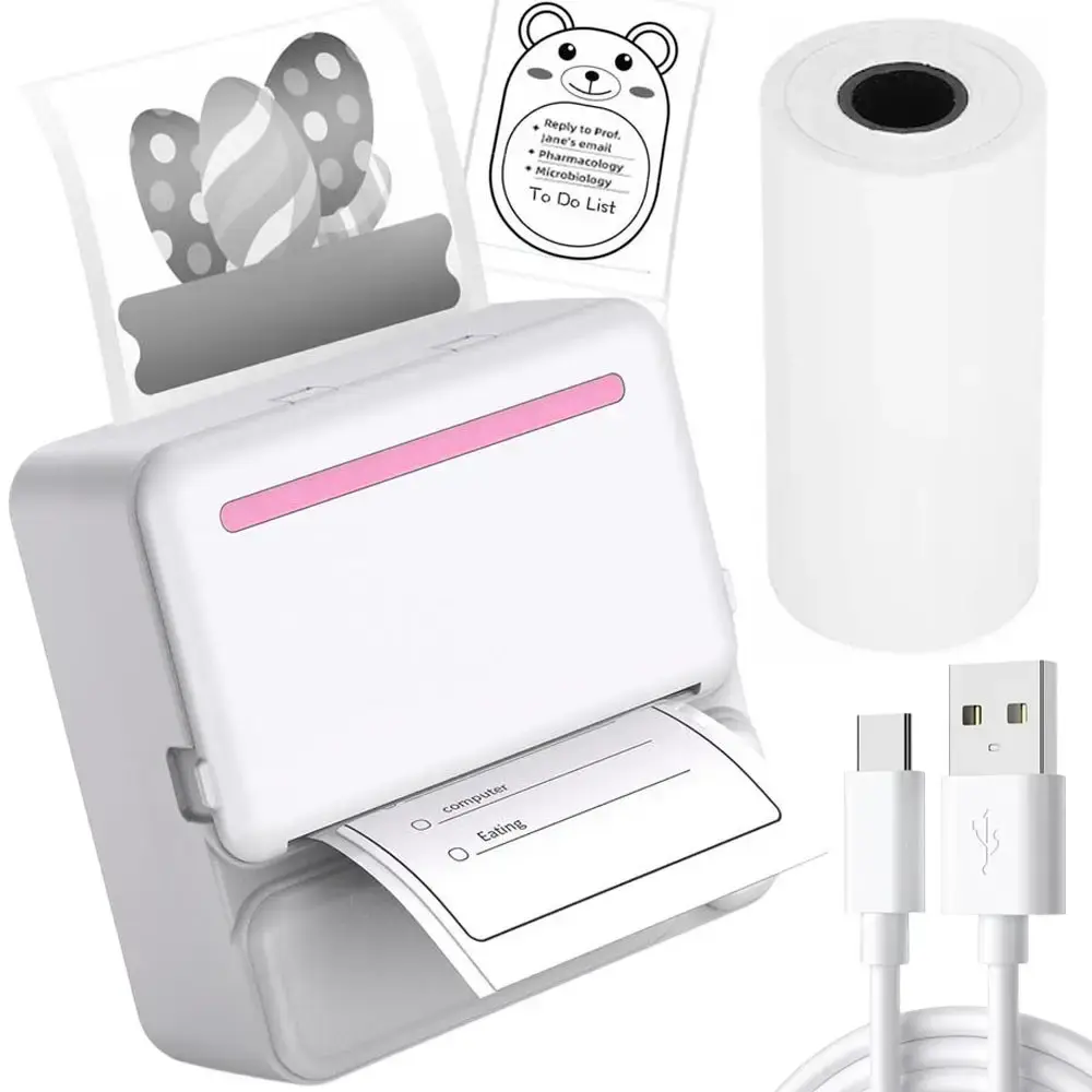 Портативний термопринтер з Bluetooth + рулон термопаперу, C19 / Міні принтер для друку - Зображення 4