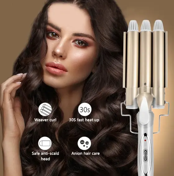 Потрійна плойка для волосся Kemei 1010 - Зображення 5