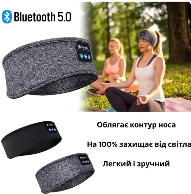 Пов'язка на голову із навушниками Inspire Headband Black (Hebabl) - Зображення 6