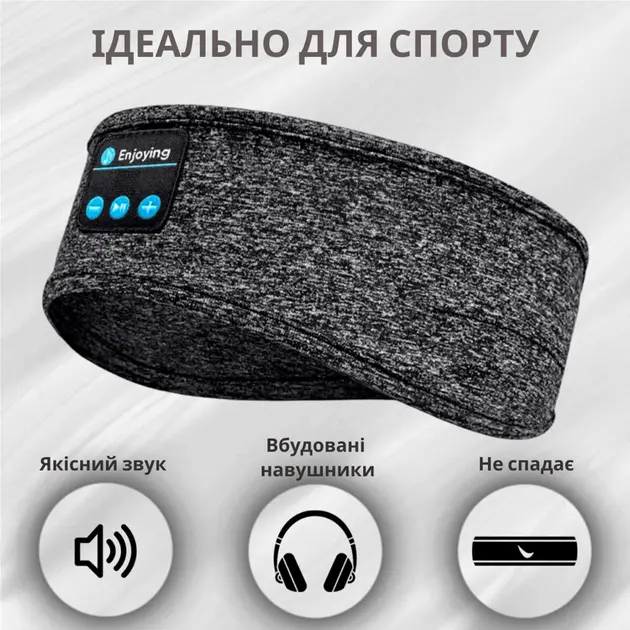 Пов'язка на голову із навушниками Inspire Headband Black (Hebabl) - Зображення 5