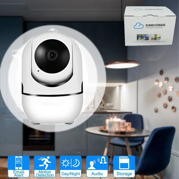 Поворотна IP камера QC011 бездротова WiFi для відеоспостереження зі звуком та нічним баченням - Зображення 9