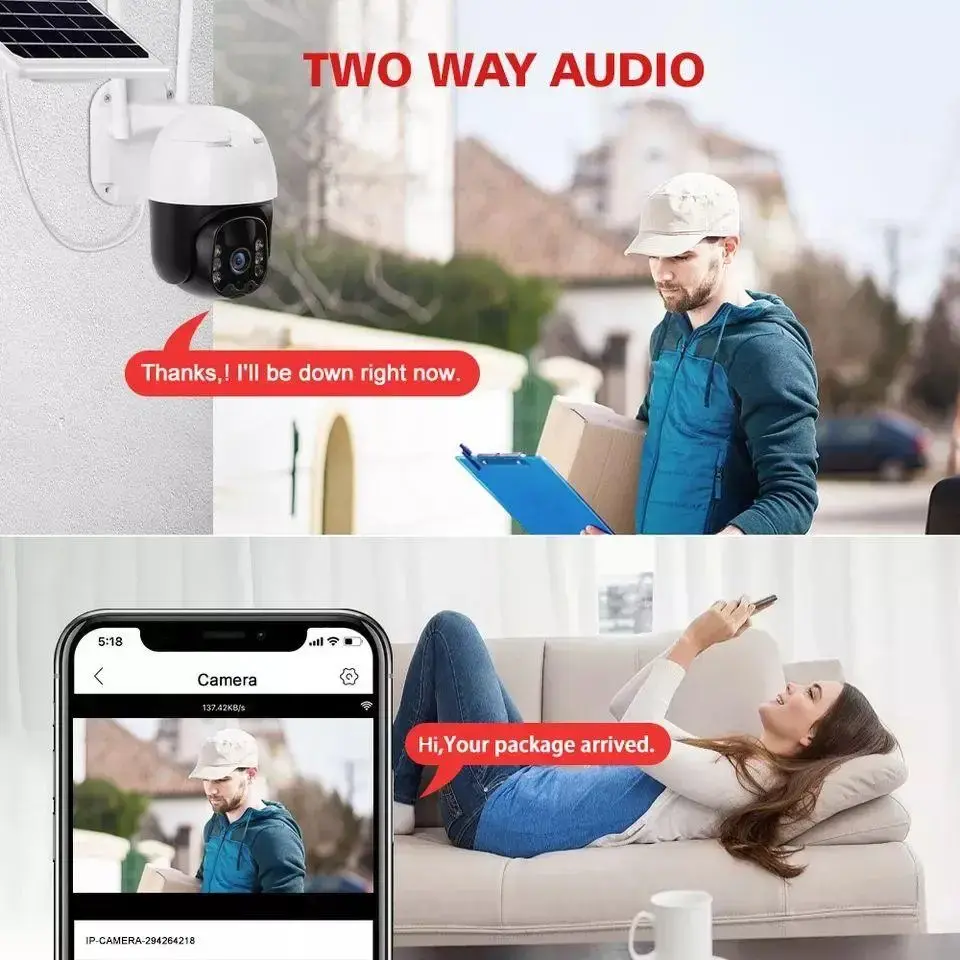 Поворотна погодозахисна сонячна камера безпеки 4G solar cam 1080P - Зображення 7