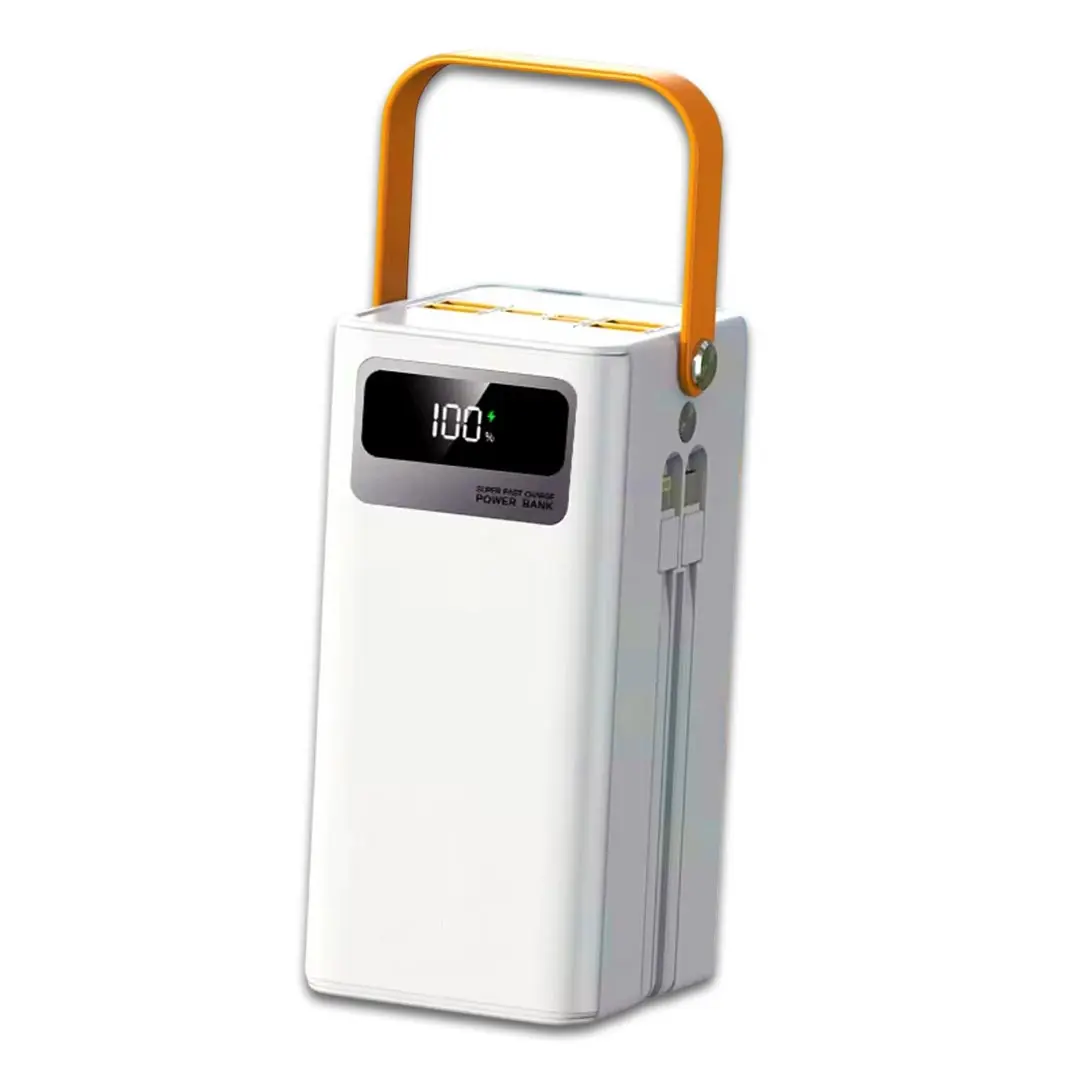 Power bank 100000 mAh зі швидкою зарядкою та вбудованими кабелями, білий - Зображення 3