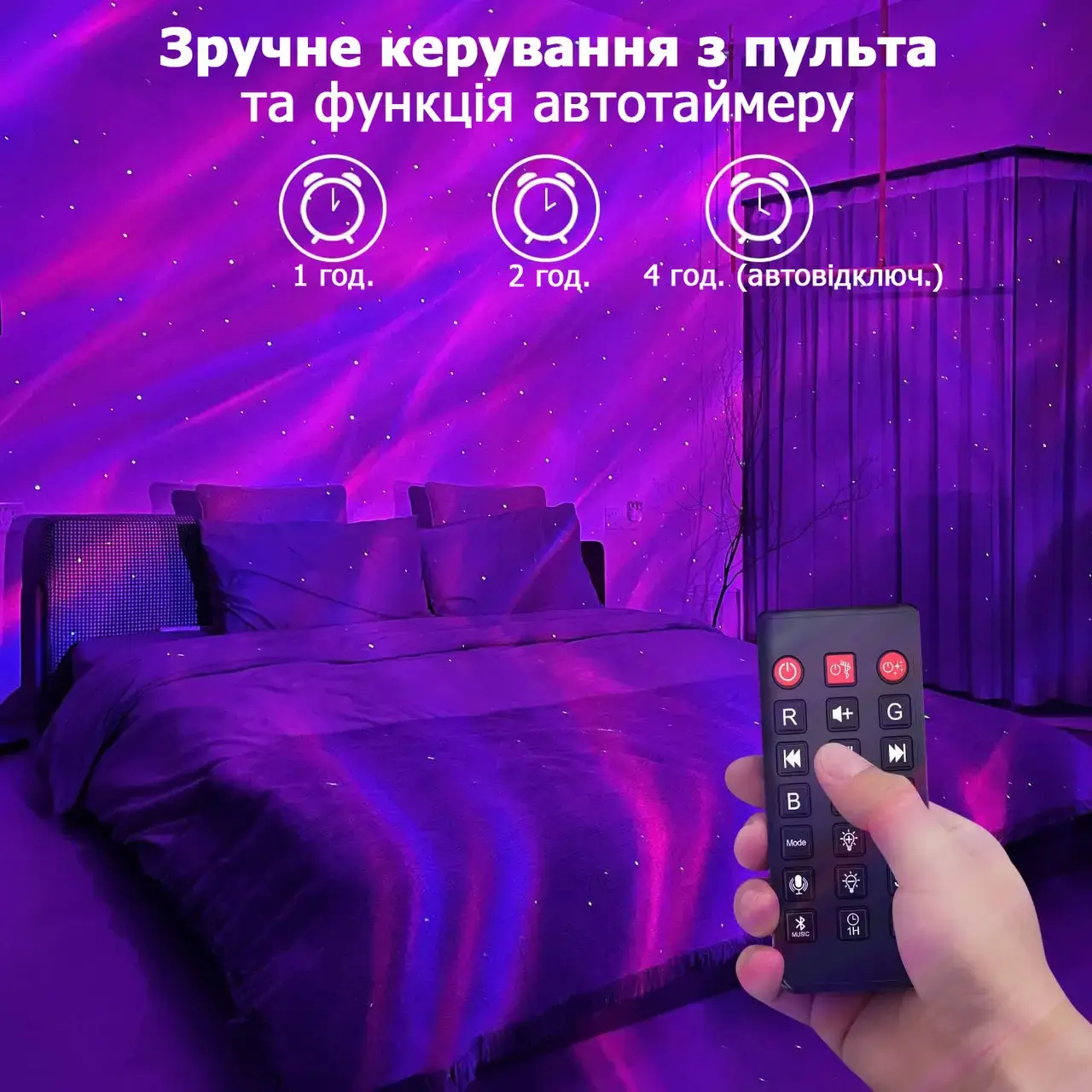 Проектор-нічник зоряного неба з колонкою та путом Північне сяйво - Зображення 3