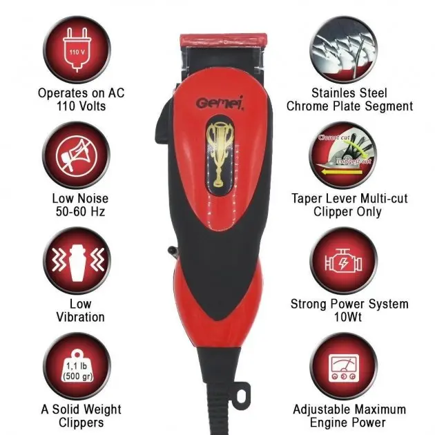 Машинка для стрижки тварин Gemei GM 1023 + 4 насадки - Зображення 5