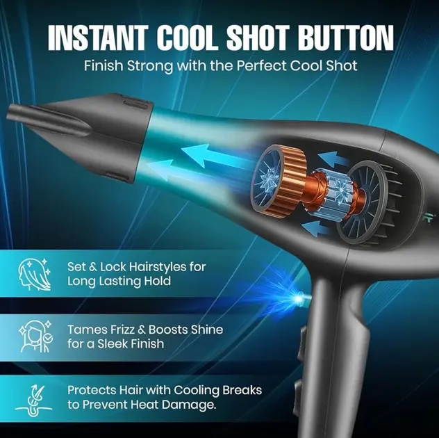 Професійний потужний фен для волосся VGR V-455 з холодним та гарячим повітрям 2400 Вт - Зображення 7