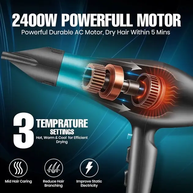 Професійний потужний фен для волосся VGR V-455 з холодним та гарячим повітрям 2400 Вт - Зображення 5