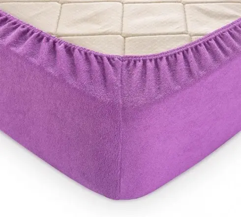 бузкове Простирадло махрове на резинці з наволочками Anisa (220х240+30 см) - Зображення 2