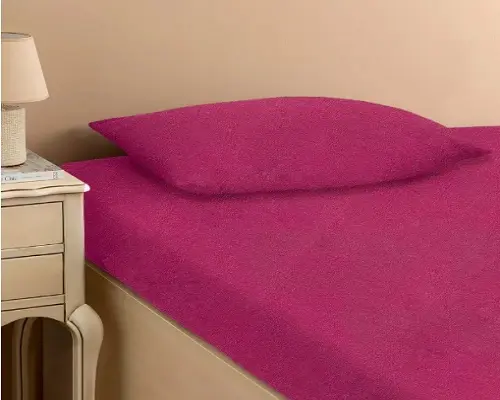 Бордове Простирадло махрове на резинці з наволочками Anisa (220х240+30 см) - Зображення 4