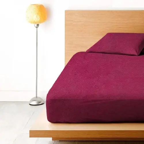Бордове Простирадло махрове на резинці з наволочками Anisa (220х240+30 см) - Зображення 2