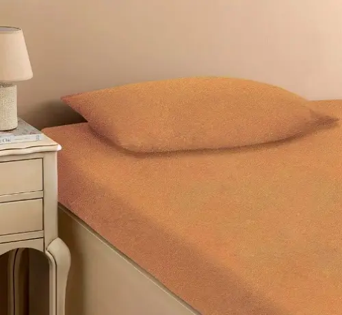 персикове Простирадло махрове на резинці з наволочками Anisa (220х240+30 см) - Зображення 4