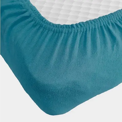 сине Простирадло махрове на резинці з наволочками Anisa (220х240+30 см) - Зображення 4