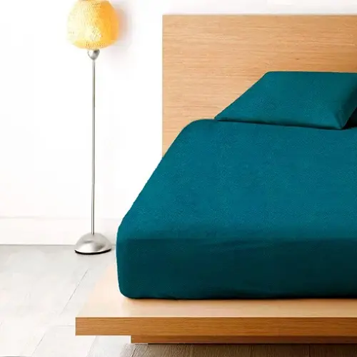 сине Простирадло махрове на резинці з наволочками Anisa (220х240+30 см) - Зображення 3