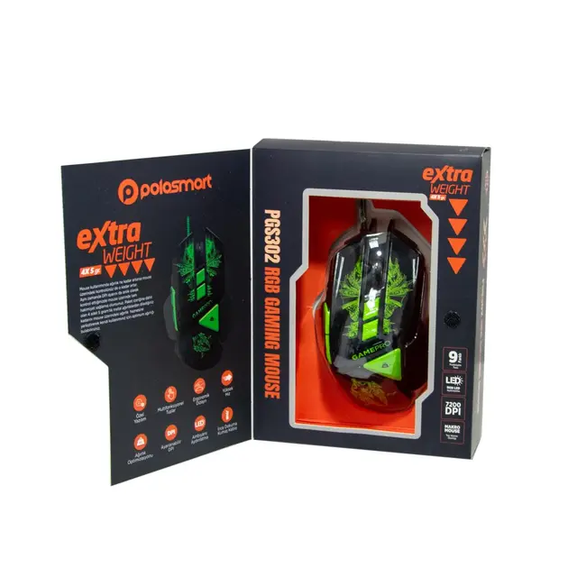 Дротова ігрова мишка зі світлодіодним підсвічуванням PoloSmart PGS302 4 рівня чутливості - Зображення 3