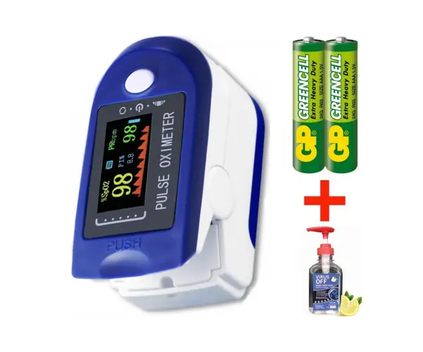 Пульсометр для вимірювання пульсу та сатурації JZK-302 Синій, пульсоксиметр на палець - Зображення 4