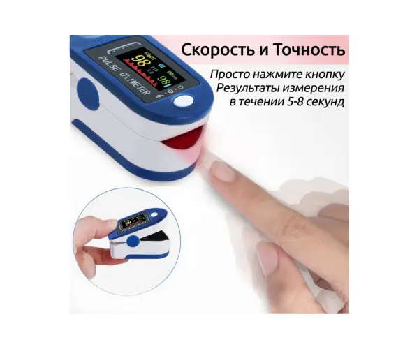 Пульсометр для вимірювання пульсу та сатурації JZK-302 Синій, пульсоксиметр на палець - Зображення 6