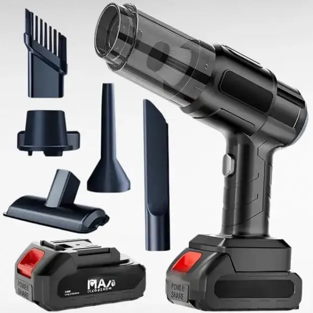 Автомобільний пилосос потужний бездротовий акумуляторний, 4 насадок - Зображення 2