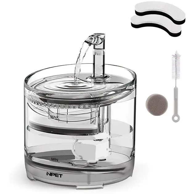 Питний фонтан напувалка для котів та собак NPET WF050TP 1.5L з фільтром прозорий - Зображення 2
