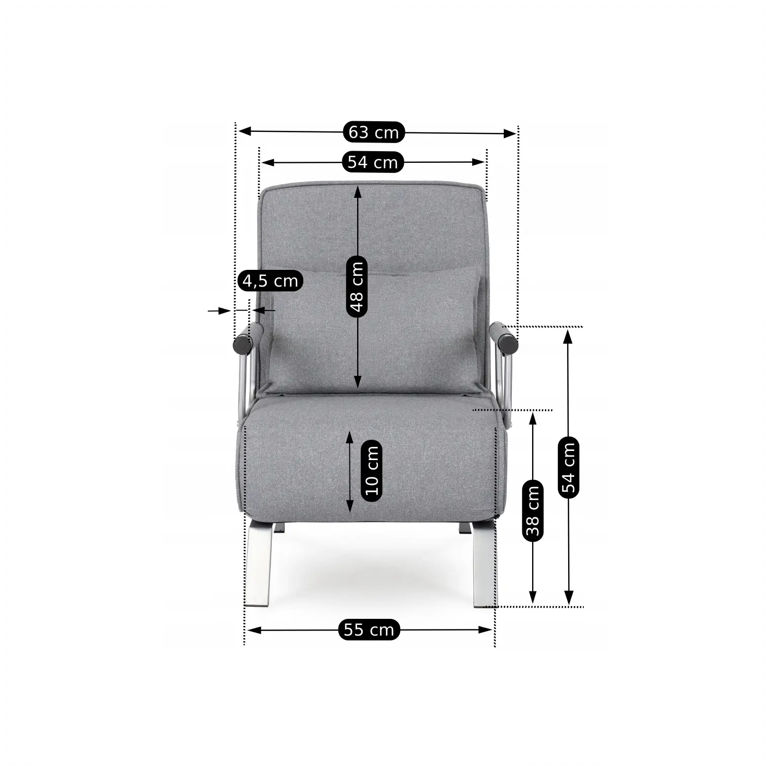 Розкладне крісло, розкладачка MEBEL ELITE BART, сірий (KR-65)(крісло-80/65/68; ліжко-190/65) - Зображення 9