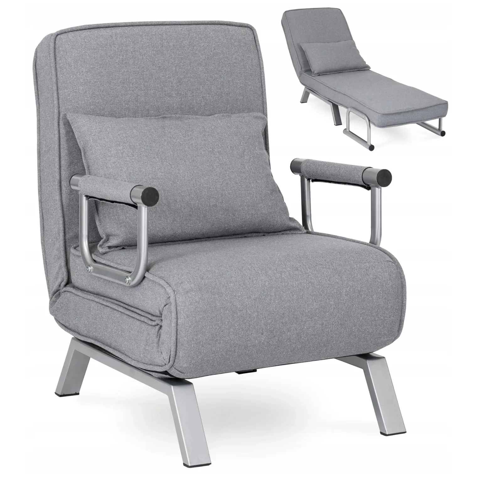 Розкладне крісло, розкладачка MEBEL ELITE BART, сірий (KR-65)(крісло-80/65/68; ліжко-190/65)