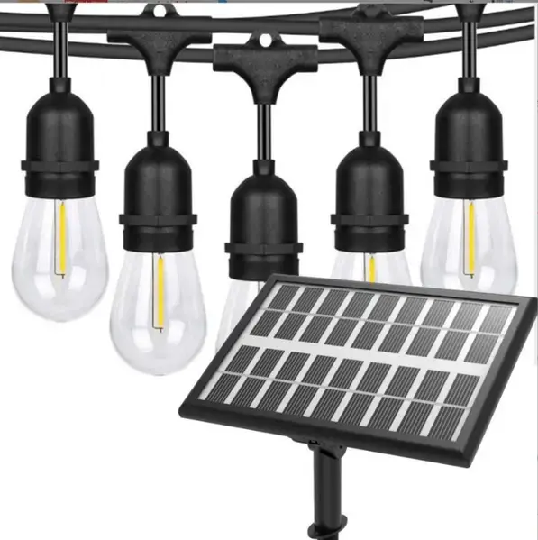 Ретро гірлянда на потужній сонячній батареї 5 м 15 лампочок Bulbs