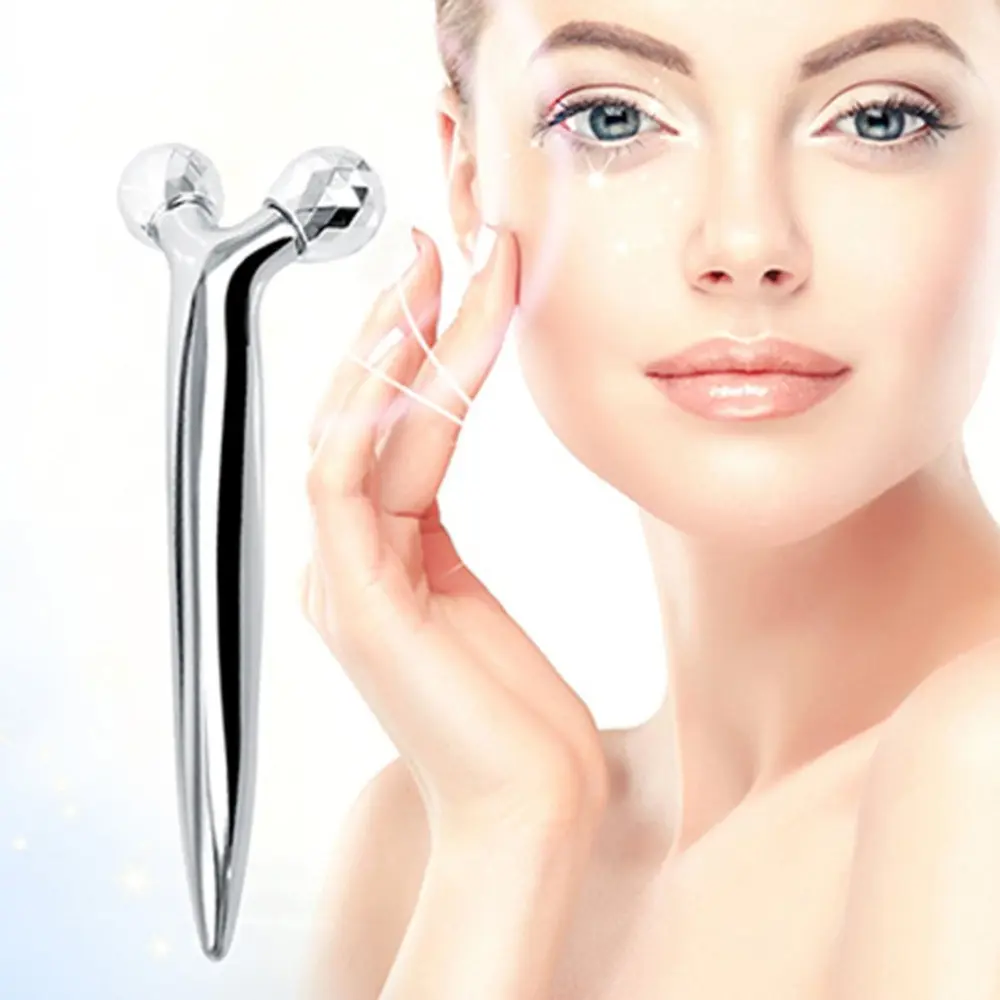 Роликовий ручний масажер для обличчя з 3D кульками LBJ-116B 3D Massager Сріблястий - Зображення 3