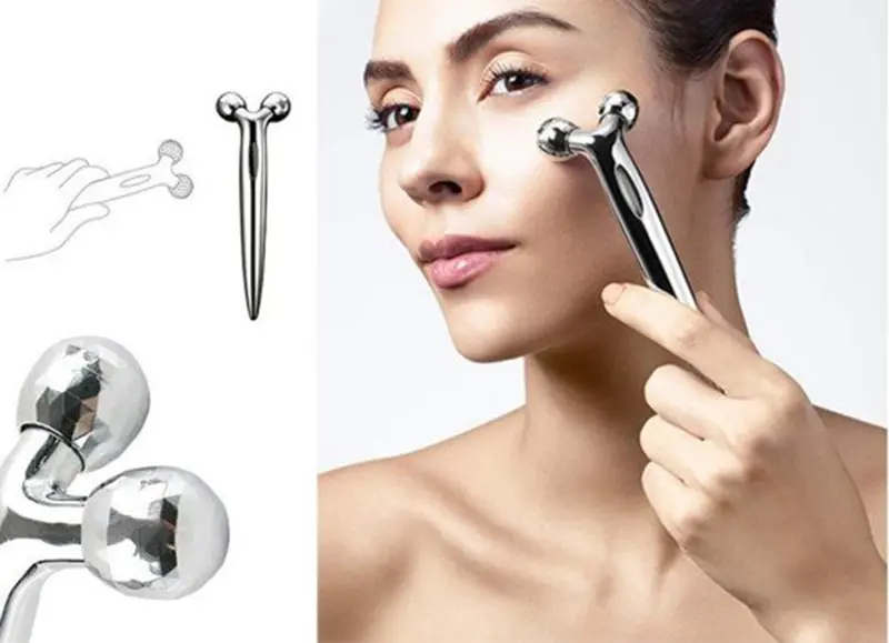 Роликовий ручний масажер для обличчя з 3D кульками LBJ-116B 3D Massager Сріблястий - Зображення 2