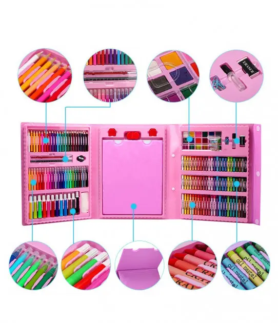 Блакитний Набір для малювання у валізі з мольбертом 208 предметів - Зображення 10