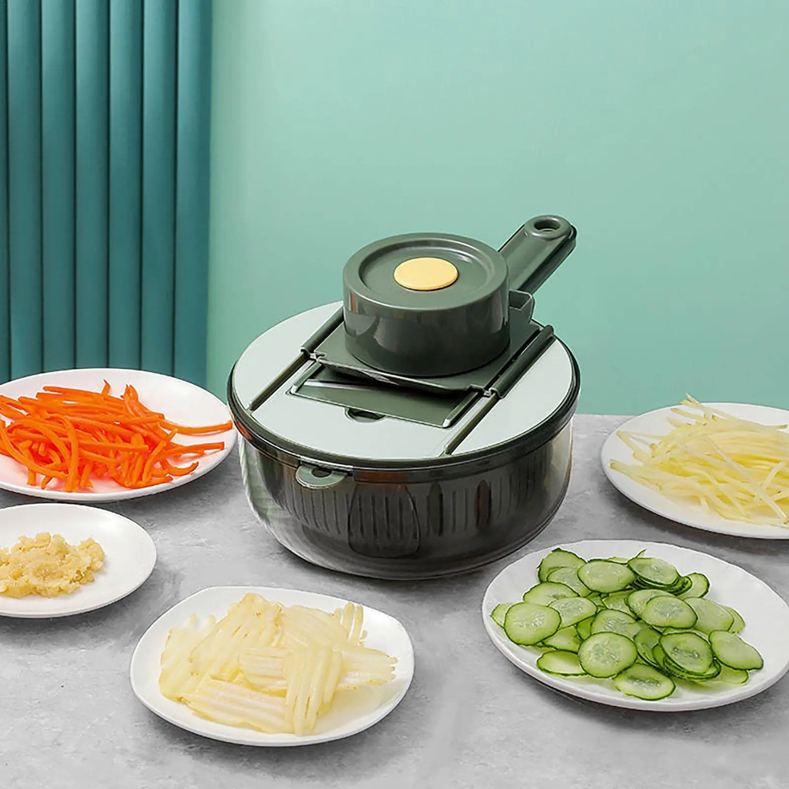 Ручна овочерізка 10в1 слайсер з кошиком, Vegetable Cutter / Мультислайсер з насадками / Терка для овочів - Зображення 4